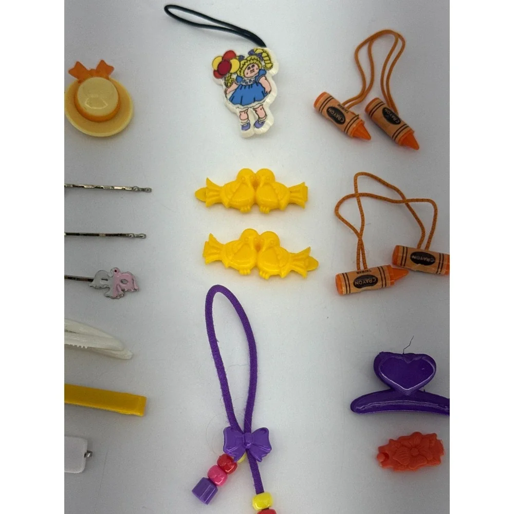 Vintage 1980s Kids Hair Accessories Lot Barrettes Clips Charms Cabbage Patch 20